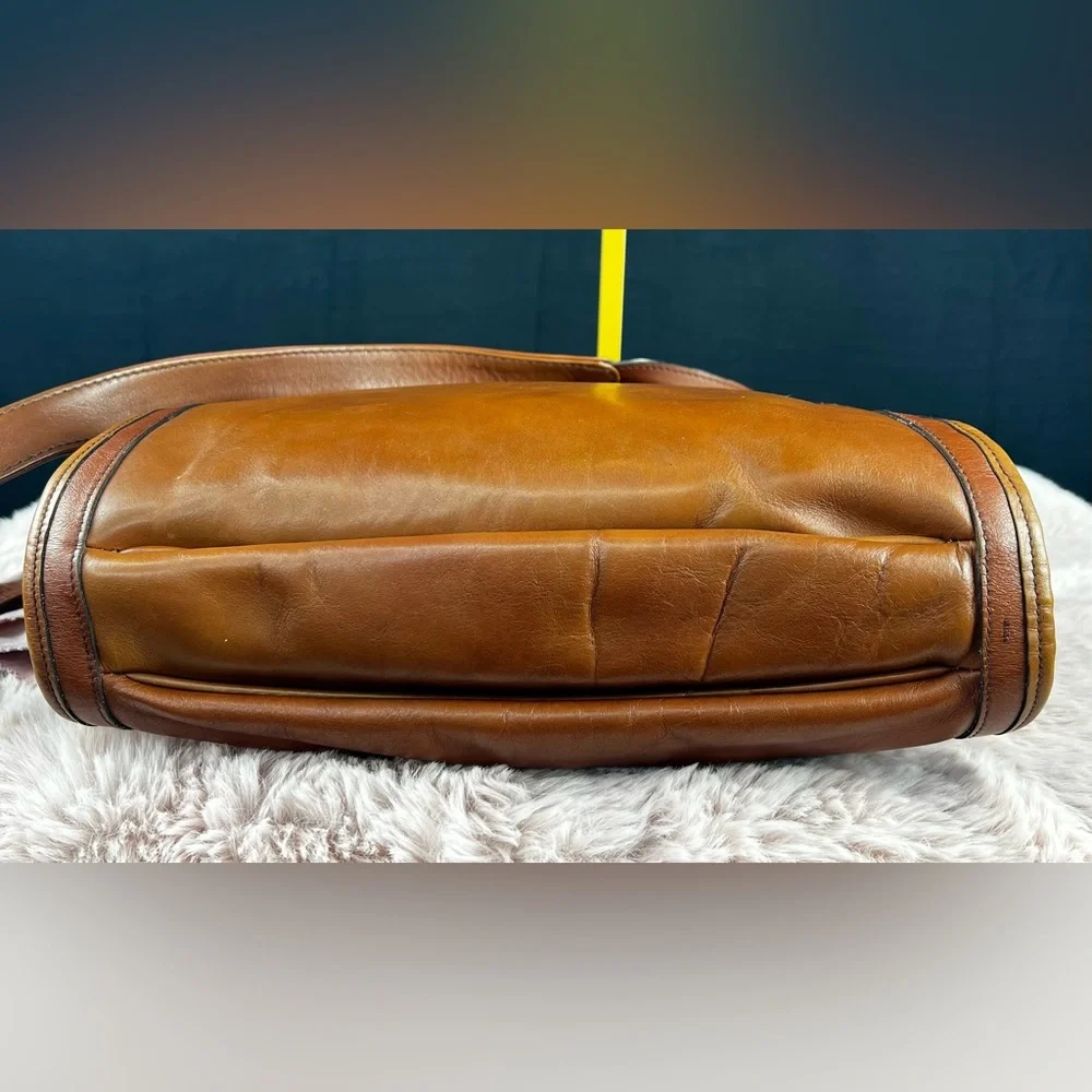 Lanvin Brown Leather Shoulder Bag Jeanne & Marguerite Mother & Child Logo Vtg._6